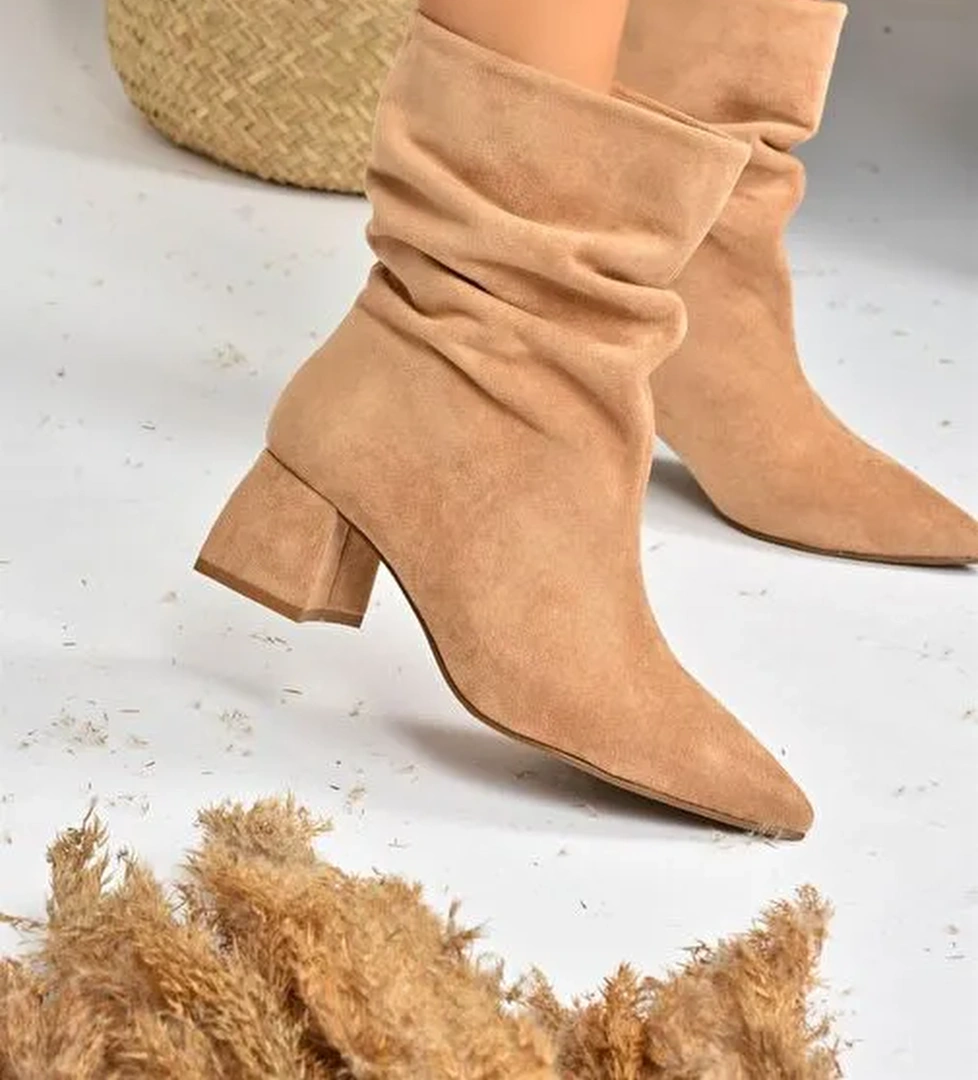 Camel Süet Alçak Topuklu Kadın Bot L820010502 - Görsel 1