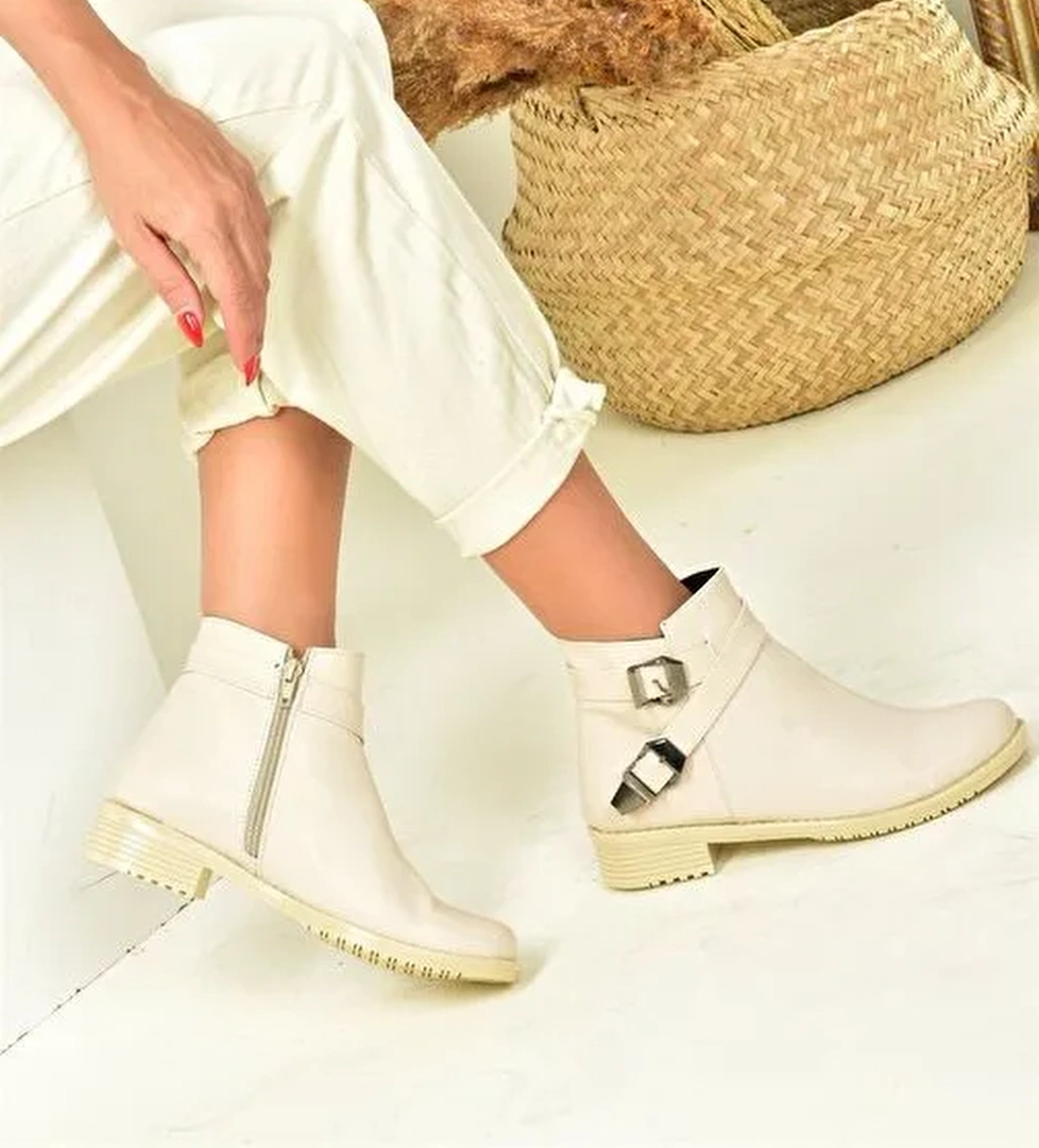 Bej Alçak Topuklu Günlük Kadın Bot A726193409 - Görsel 1