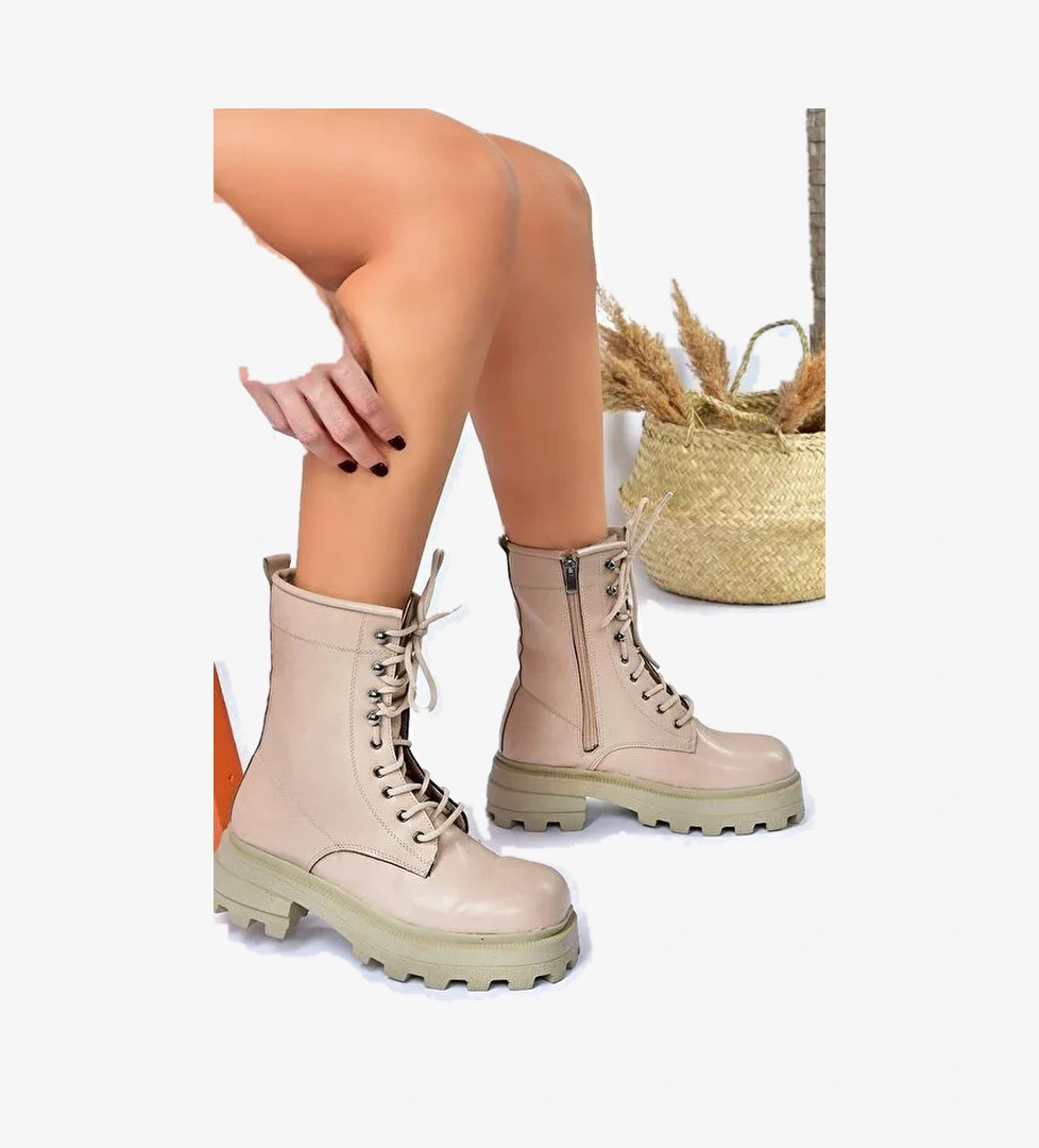 Ten Kalın Taban Bağcıklı Kadın Postal Bot L996750009 - Görsel 1