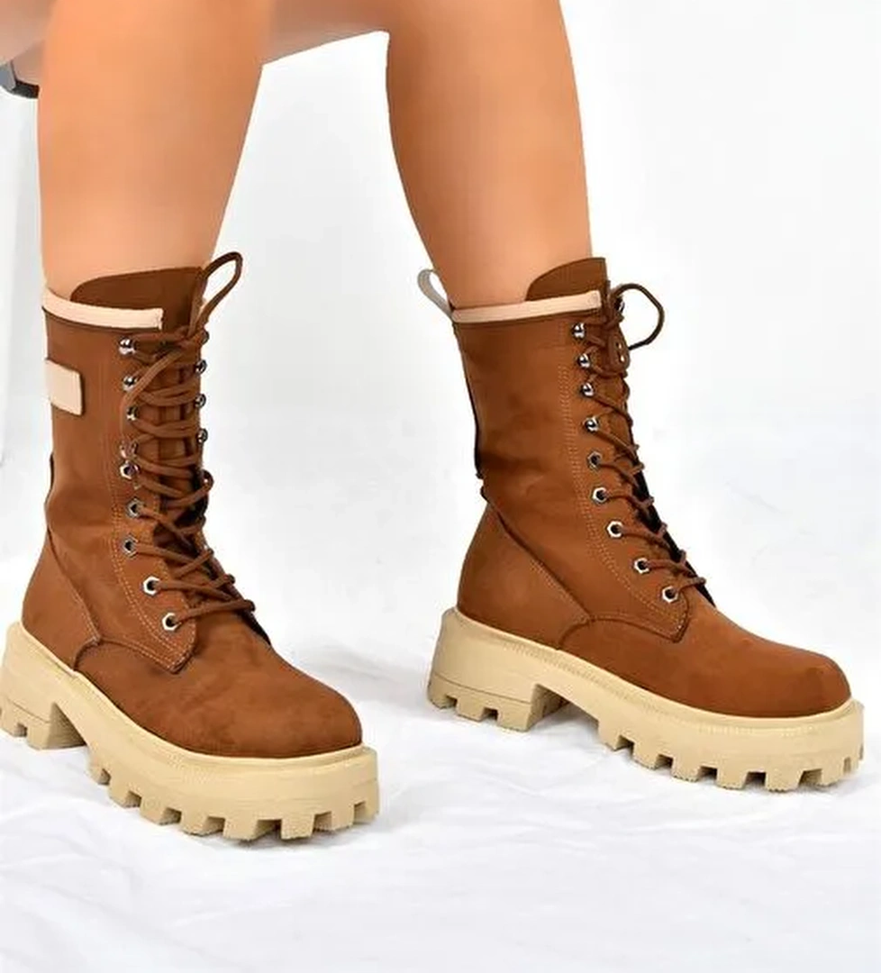 Taba Kalın Taban Bağcıklı Kadın Postal Bot L973916002 - Görsel 1