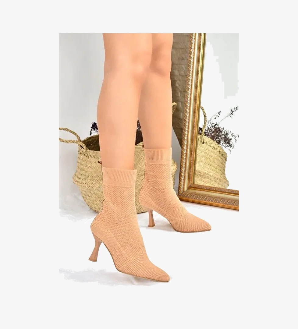 Camel Triko İnce Topuklu Kadın Bot L799593257 - Görsel 1