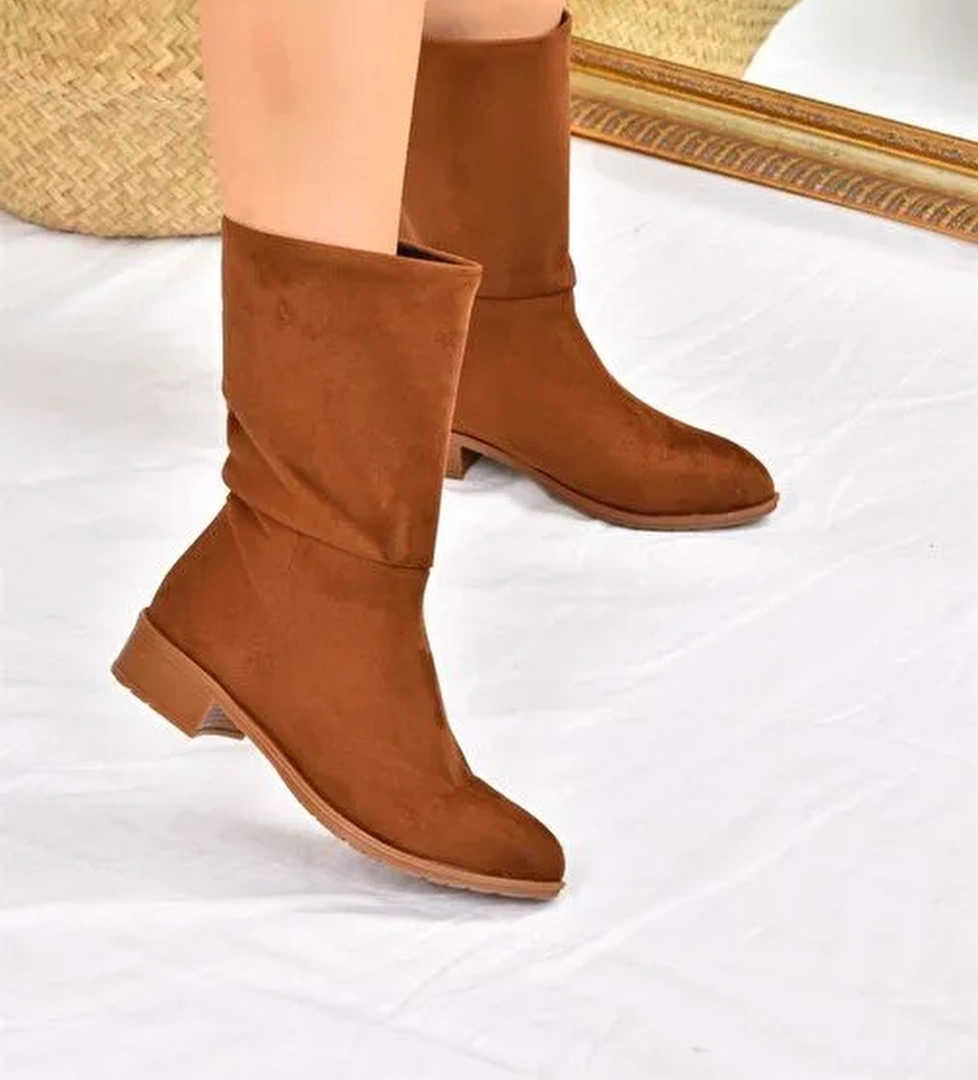 Taba Süet Düz Taban Günlük Kadın Bot L726597702 - Görsel 1