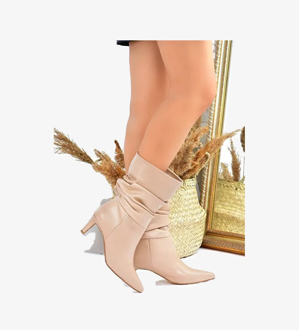 Ten Büzgülü Kısa Topuklu Kadın Bot L882861909 - Görsel 1