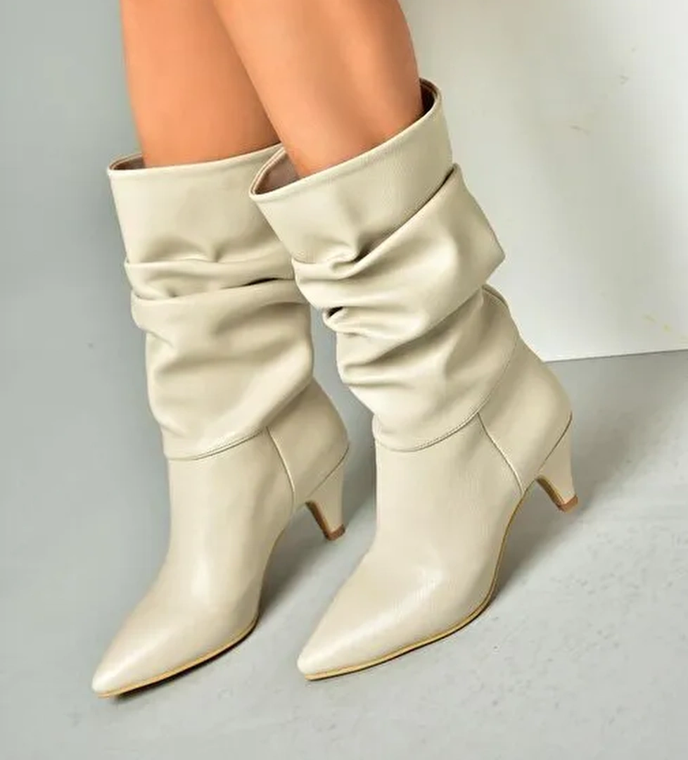 Ten Kısa Topuklu Büzgülü Kadın Bot L404810609 - Görsel 1