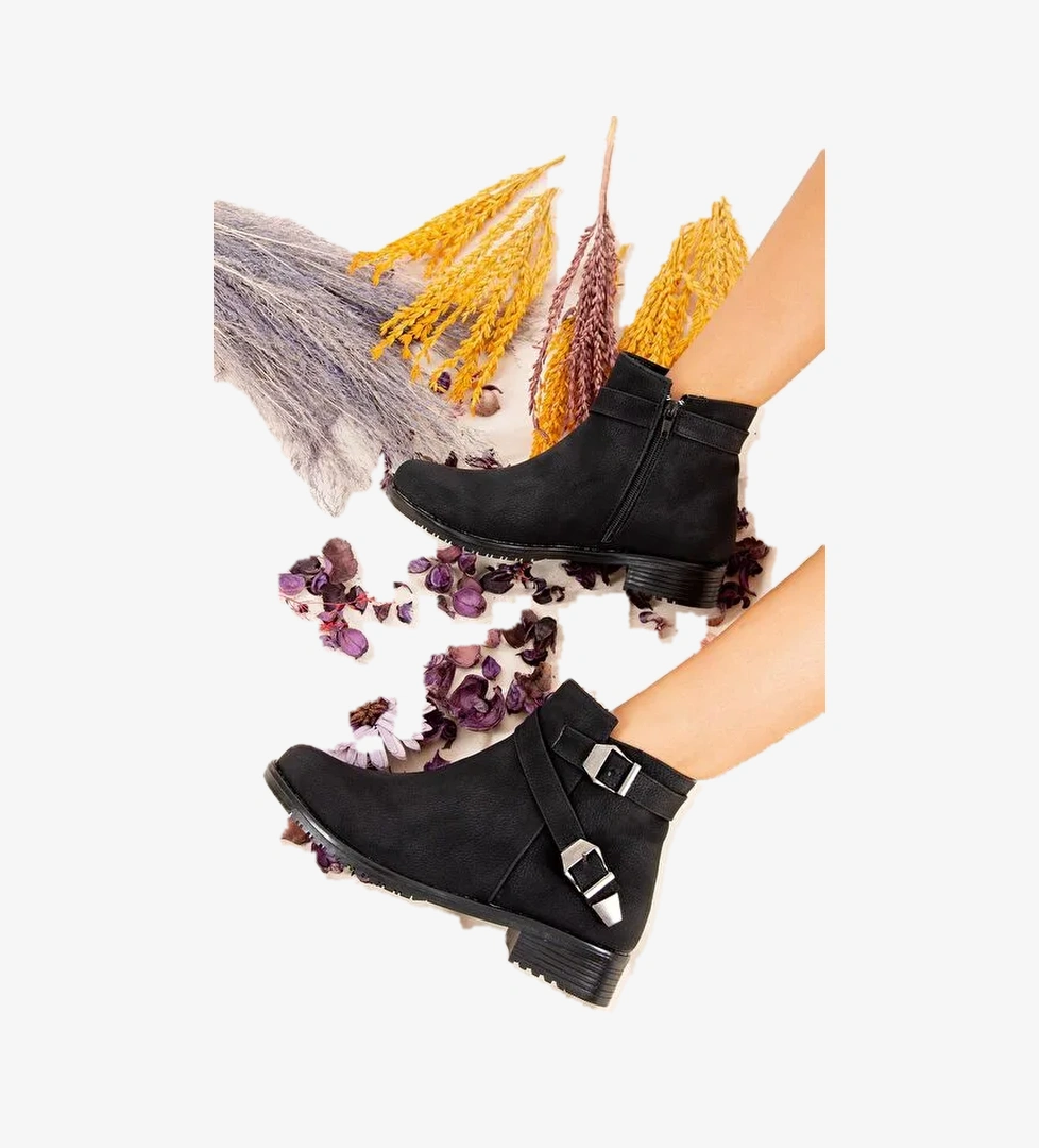 Siyah Baskı Kadın Bot A726193409 - Görsel 1