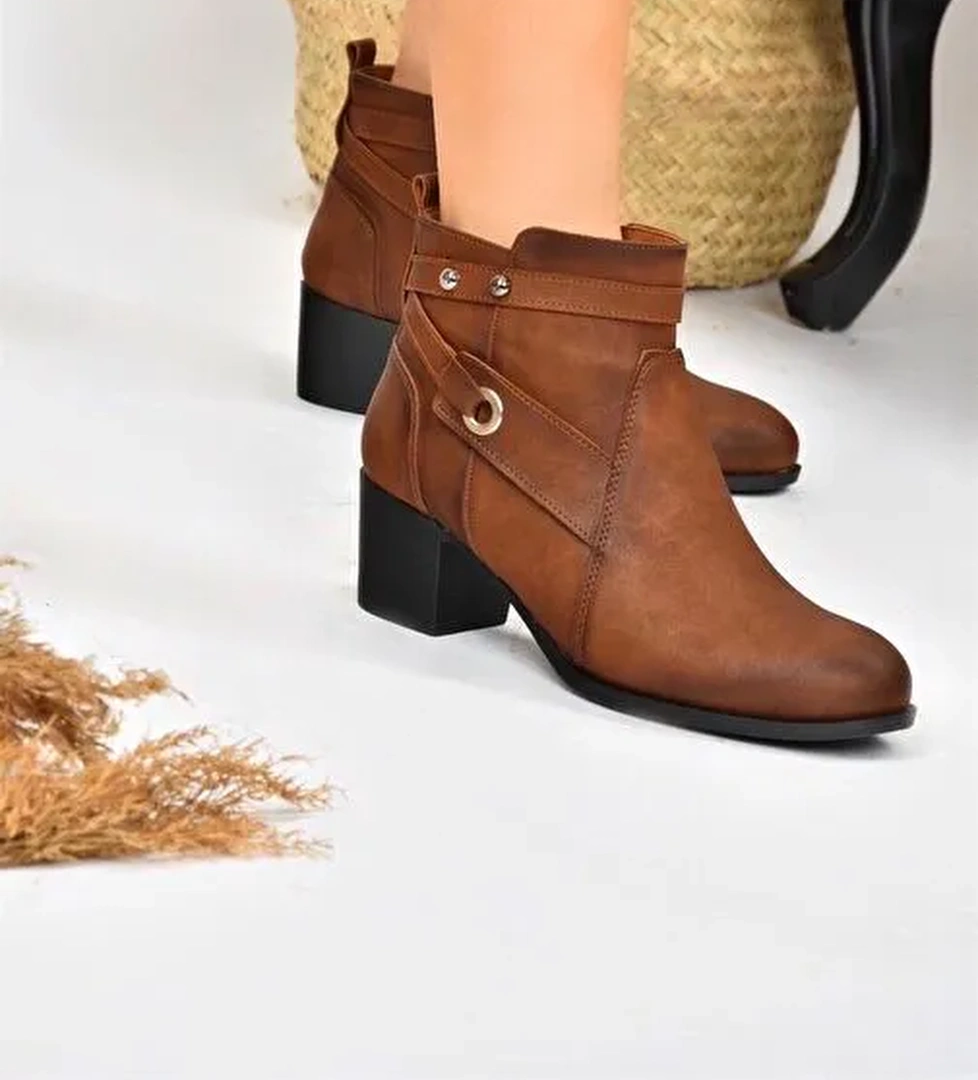 Taba Kalın Topuklu Kadın Bot L674155009 - Görsel 1