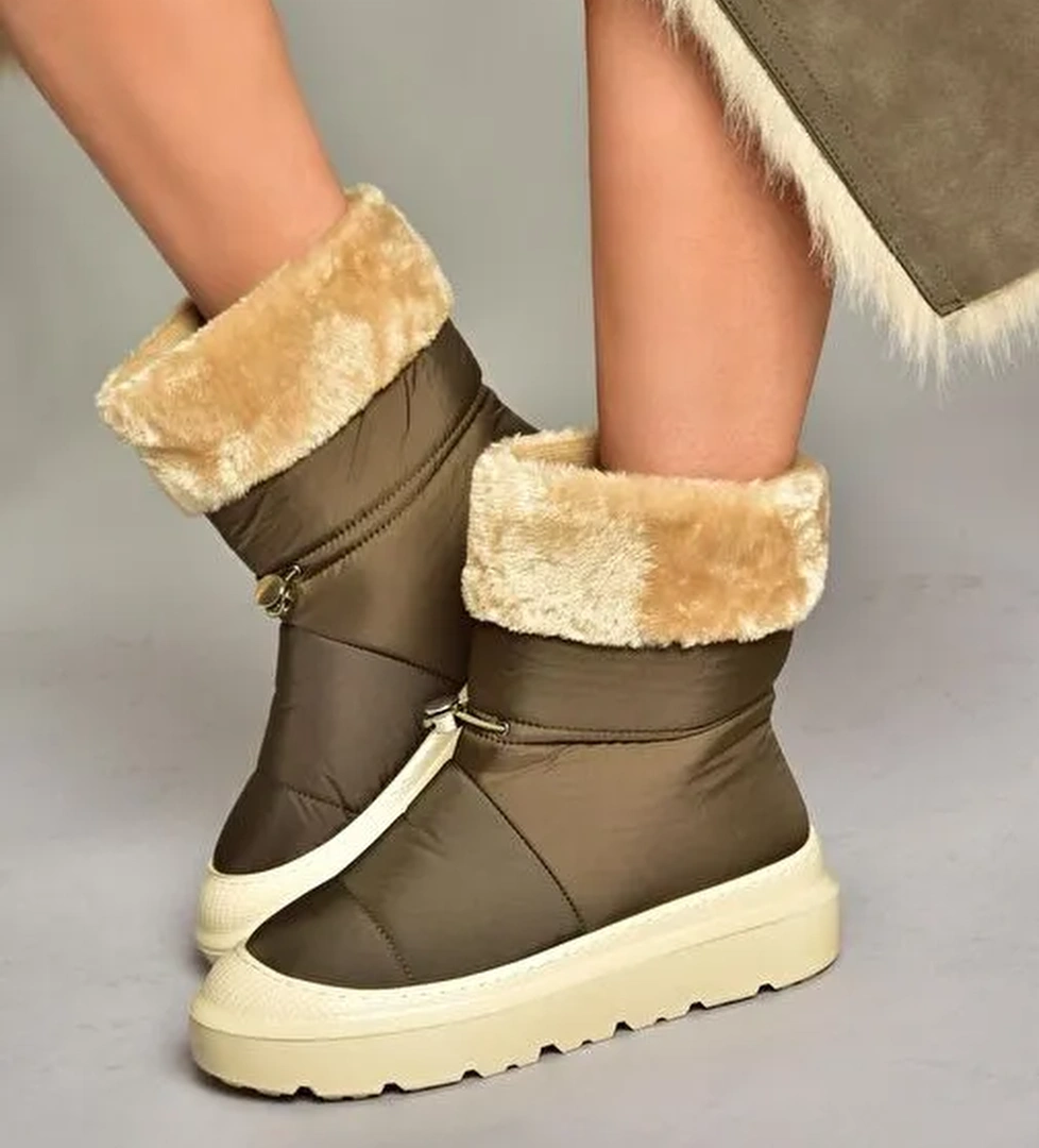 T476434004 Haki Kumaş Kadın Bot - Görsel 1