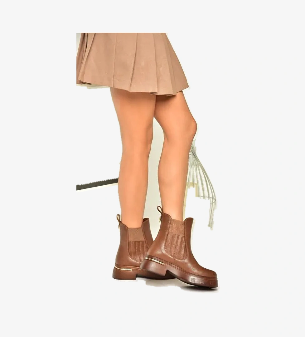 T996334009 Taba Kalın Tabanlı Kadın Bot - Görsel 1