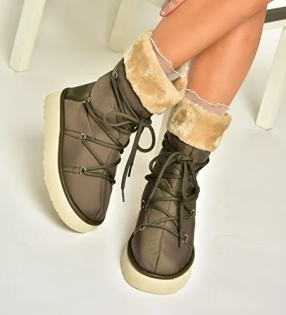 T476383004 Haki Kumaş Kar Botu - Görsel 1