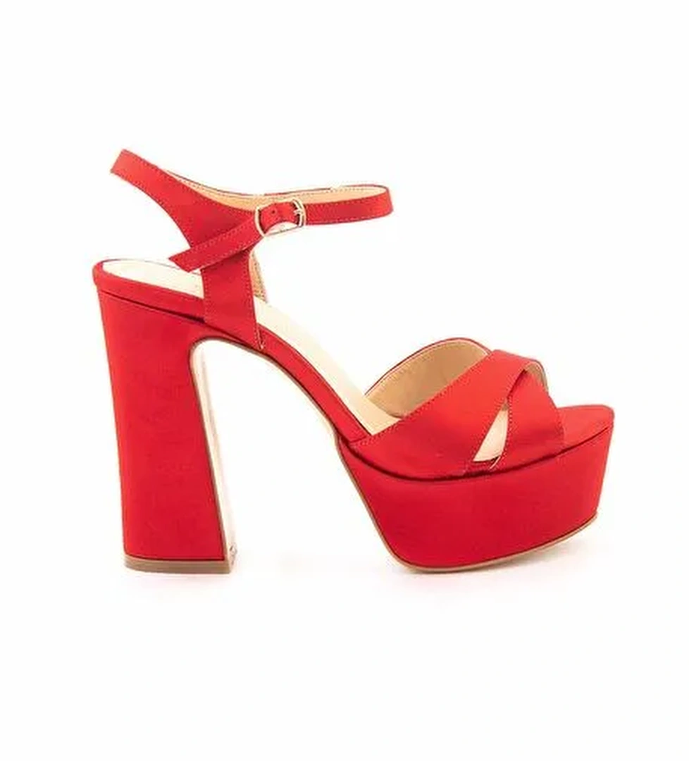 Kemal Tanca Kırmızı Kadın Saten Abiye Ayakkabı 202TCK757 360 - Görsel 1