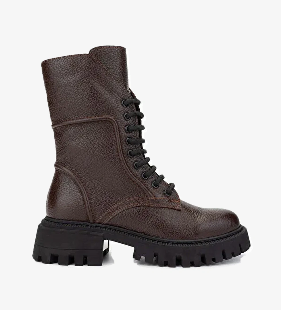 Tamer Tanca Kadın Hakiki Deri Kahverengi Casual Bot - Görsel 1