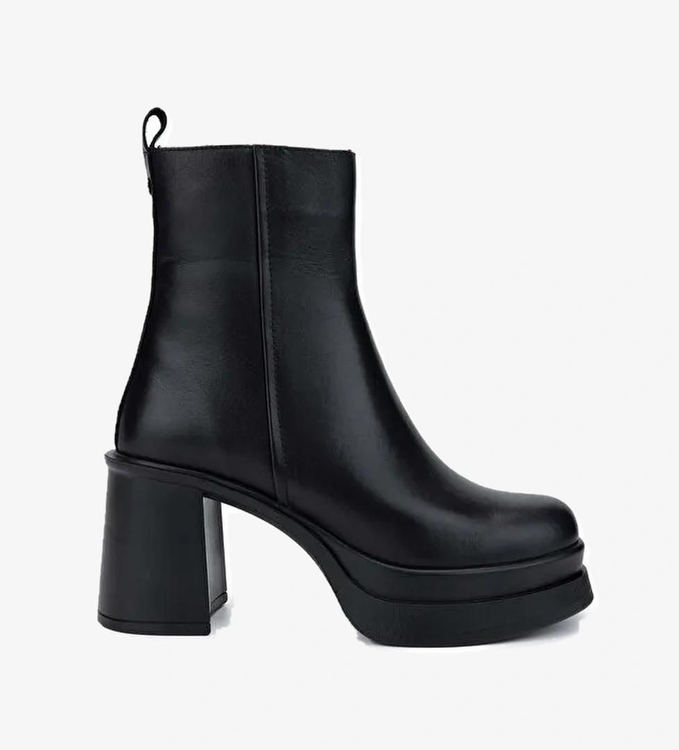 Tamer Tanca Kadın Hakiki Deri Siyah Deri Topuklu Bot - Görsel 1