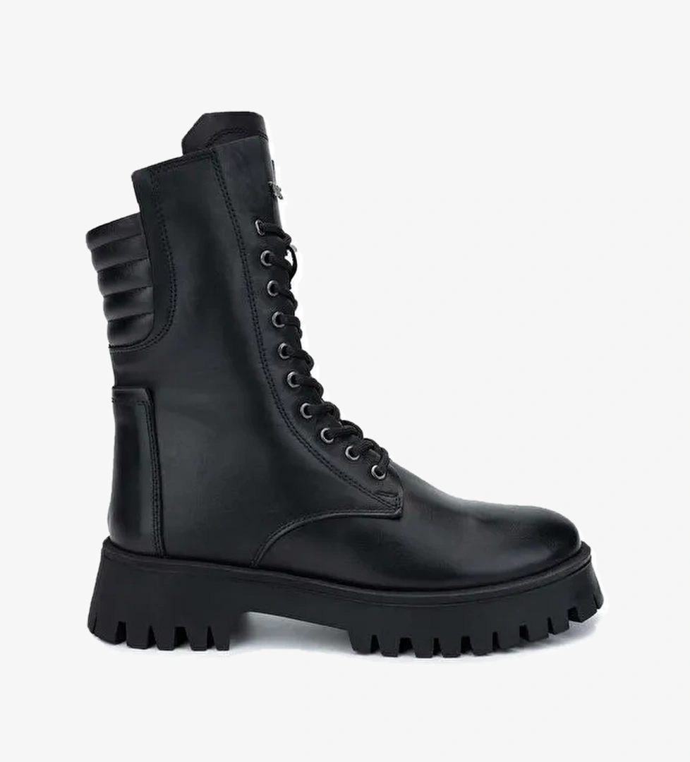 Tamer Tanca Kadın Hakiki Deri Siyah Deri Casual Bot - Görsel 1