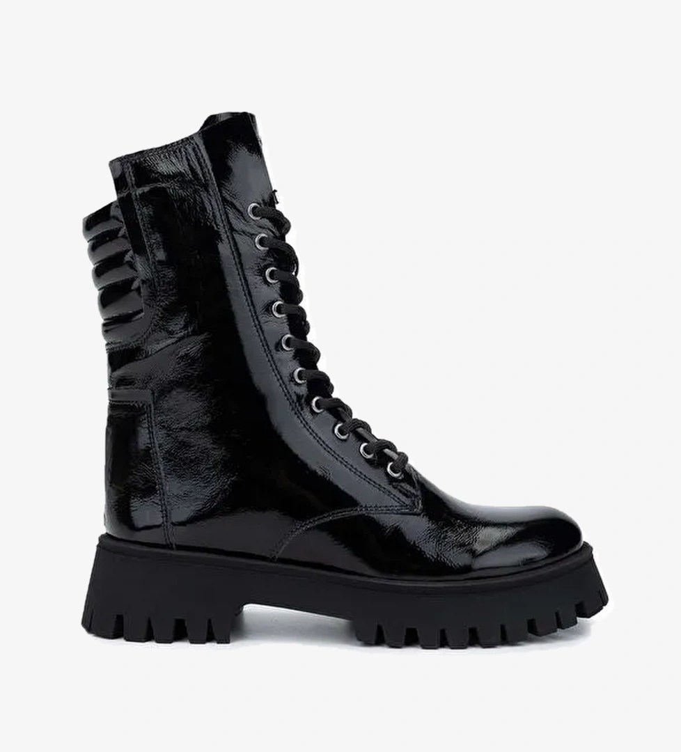 Tamer Tanca Kadın Hakiki Deri Siyah Rugan Casual Bot - Görsel 1