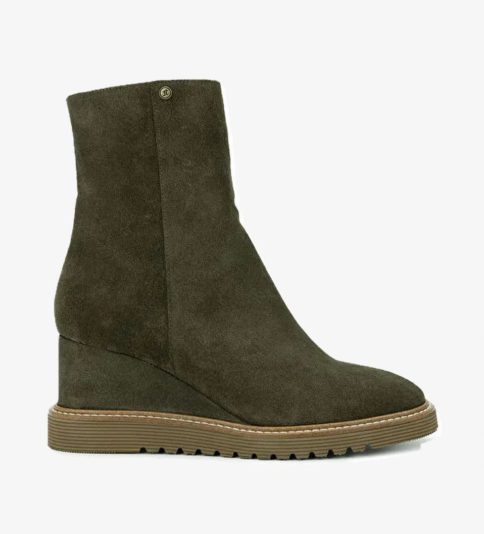 Tamer Tanca Kadın Hakiki Deri Haki Süet Casual Bot - Görsel 1