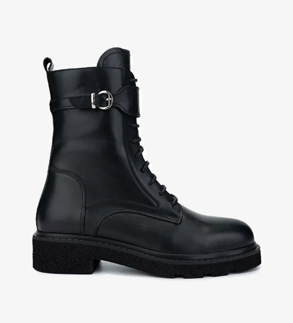 Tamer Tanca Kadın Hakiki Deri Siyah Deri Casual Bot - Görsel 1