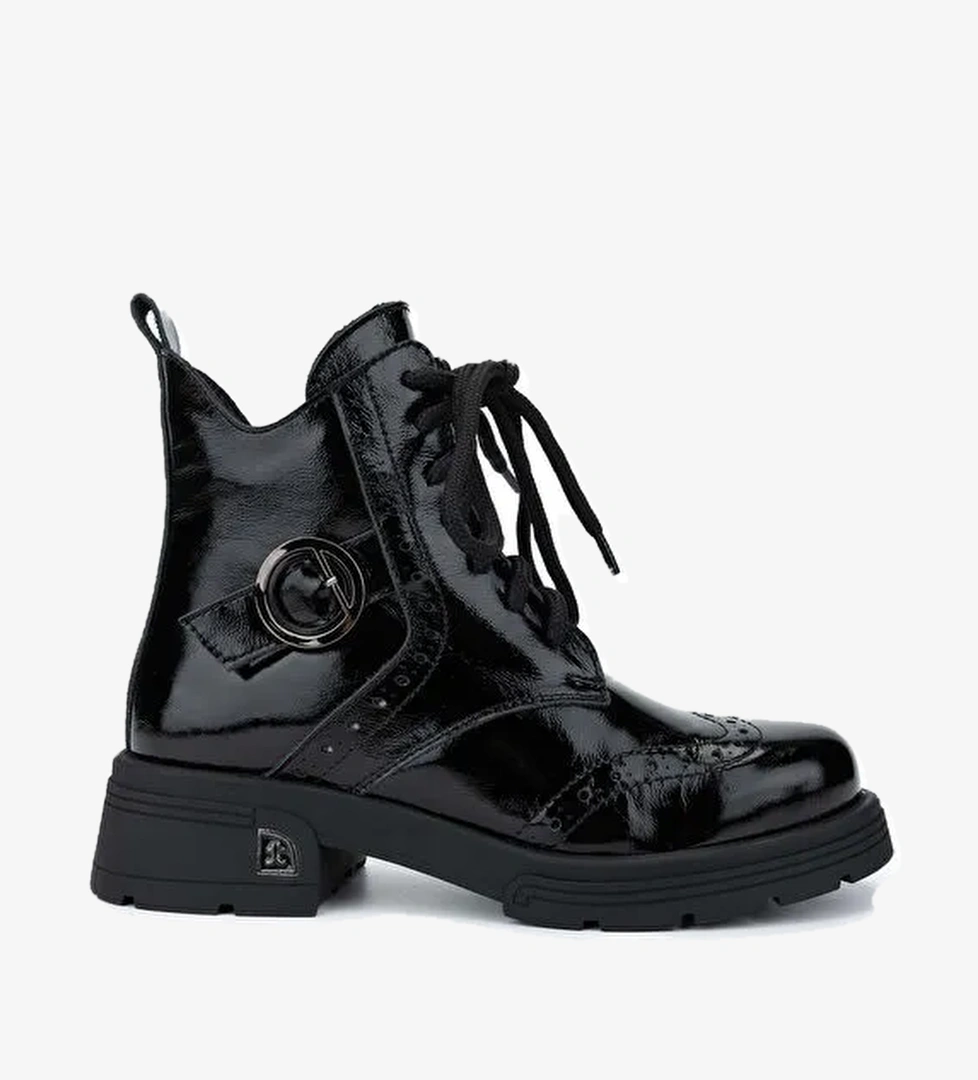 Tamer Tanca Kadın Hakiki Deri Siyah Rugan Casual Bot - Görsel 1