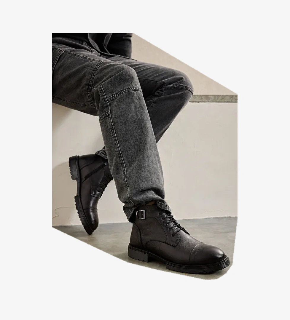 Ziya, Erkek Hakiki Deri Bot 143447Z306 Siyah - Görsel 1