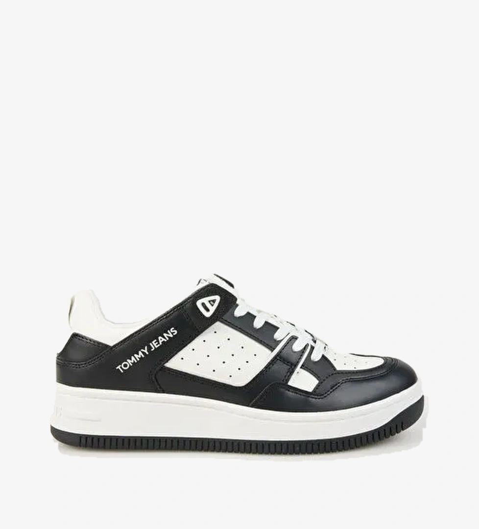 Tommy Hilfiger Beyaz-Siyah Erkek deri Sneaker TJM BASKET RETRO CUPSOLE WL