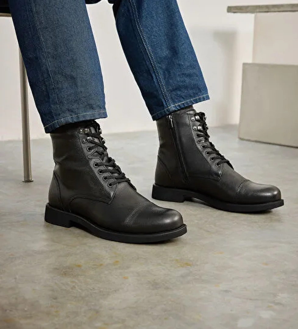 Ziya, Erkek Hakiki Deri Bot 14319Z7019 Siyah - Görsel 1