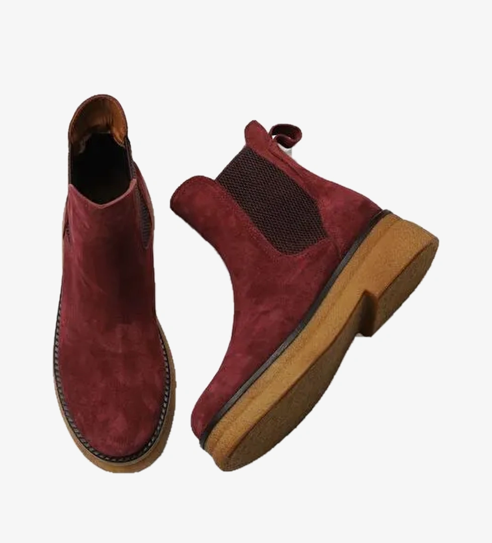 Bueno Shoes Bordo Süet Kadın Düz Bot 01wv0214