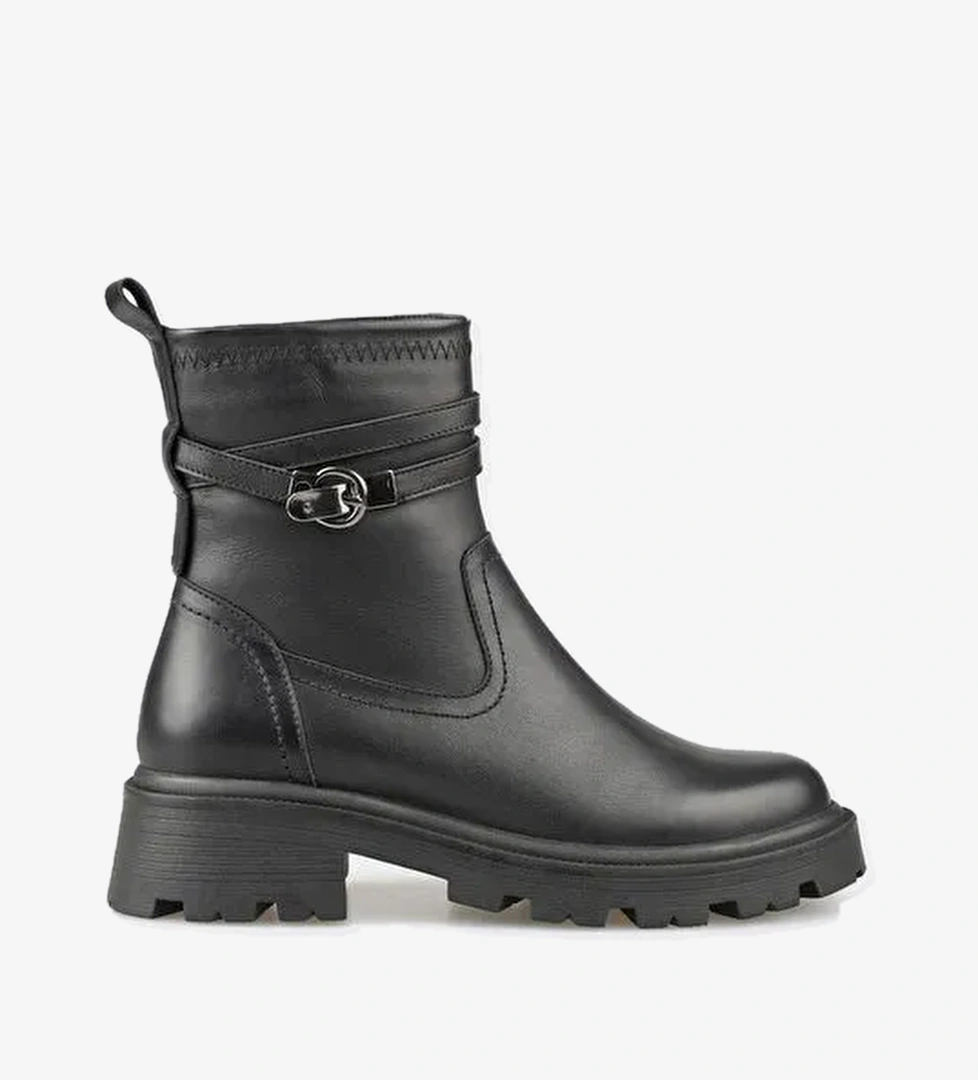 Siyah Deri Kadın Günlük Bot - Görsel 1