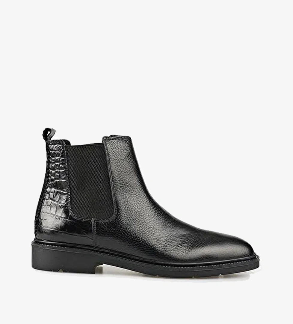 Siyah Deri Erkek Günlük Bot - Görsel 1