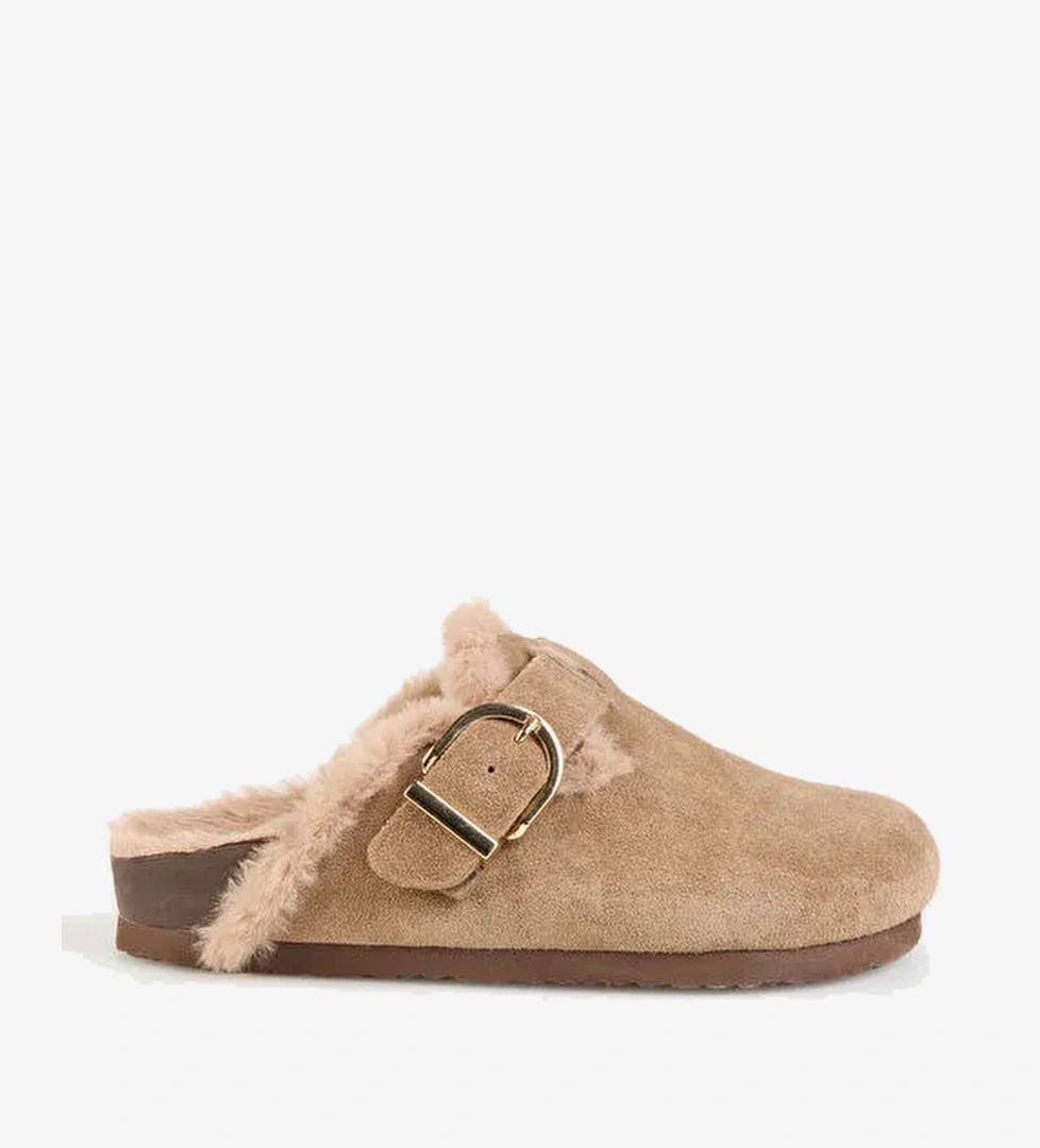 F By Fabrika Vizon Kadın Süet Terlik KAYRAN