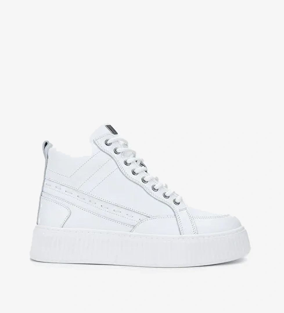 Valmenti Erkek Hakiki Deri Beyaz Casual Bot - Görsel 1