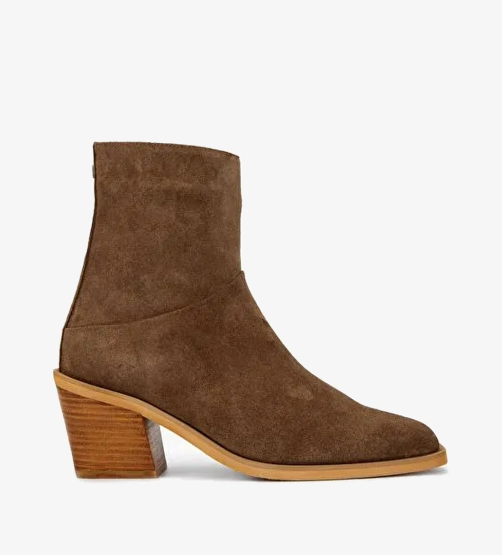 Valmenti Kadın Hakiki Deri Tütün Süet Casual Bot - Görsel 1