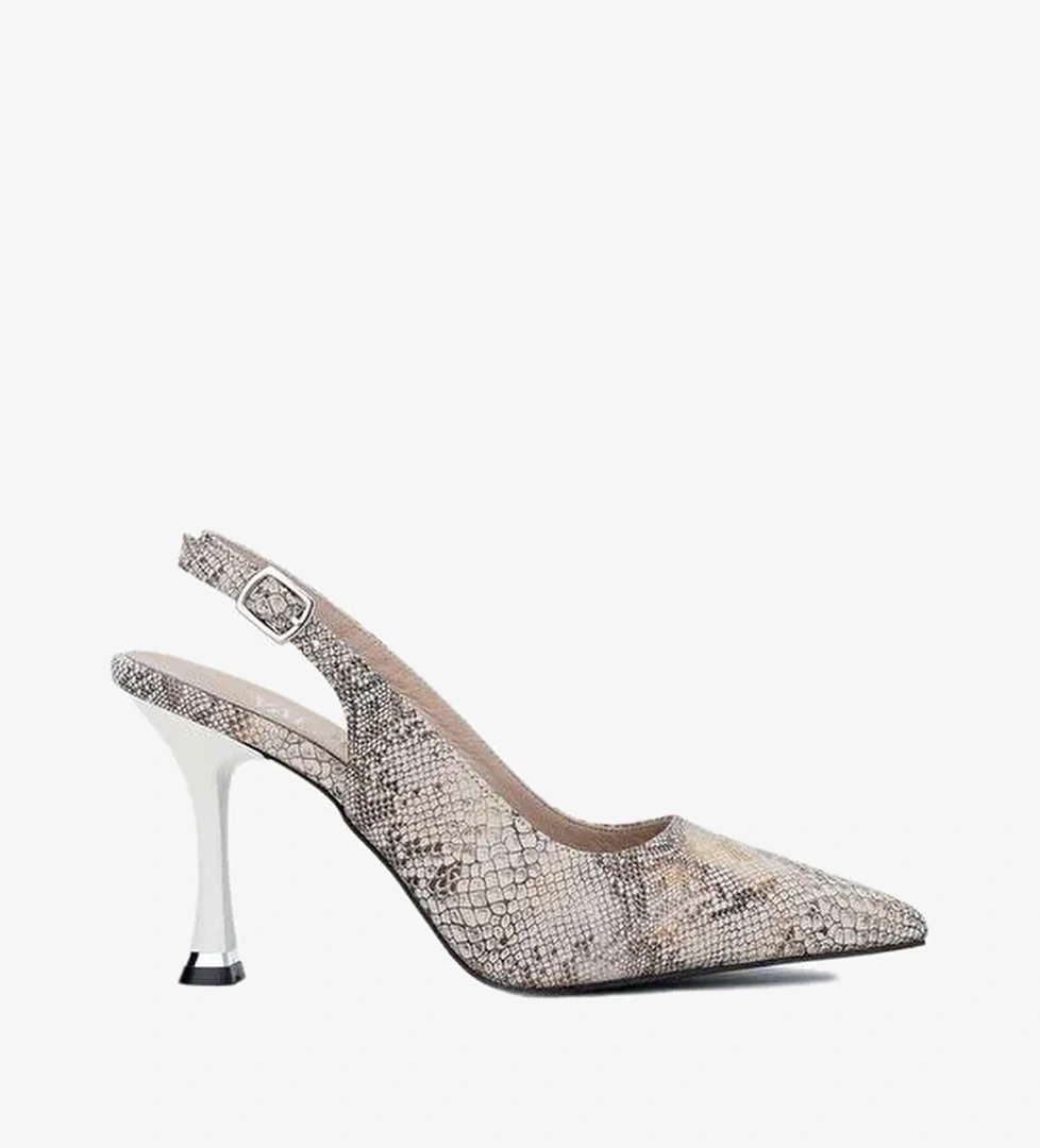 Valmenti Camila Kadın Bej Hakiki Deri Topuklu Ayakkabı - Görsel 1