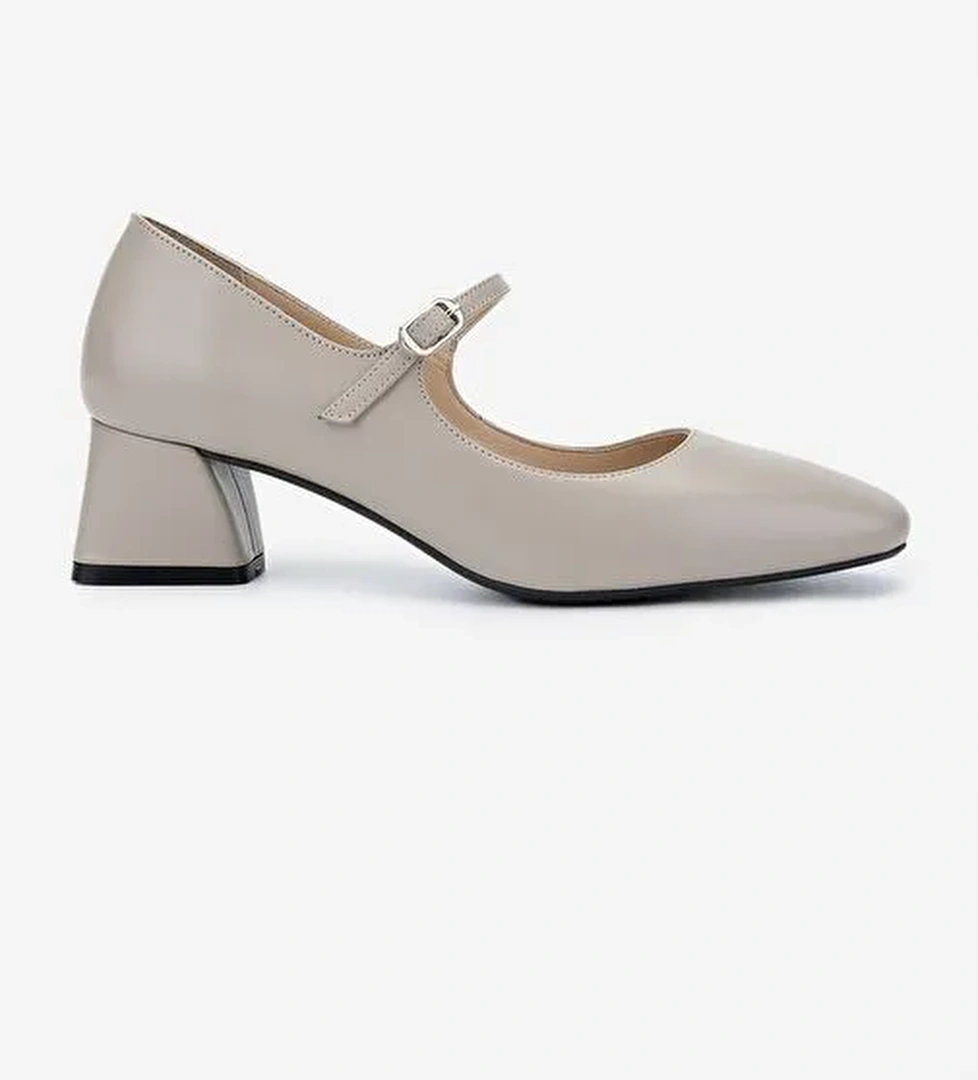 Valmenti Kadın Hakiki Deri Bej Topuklu Ayakkabı - Görsel 1