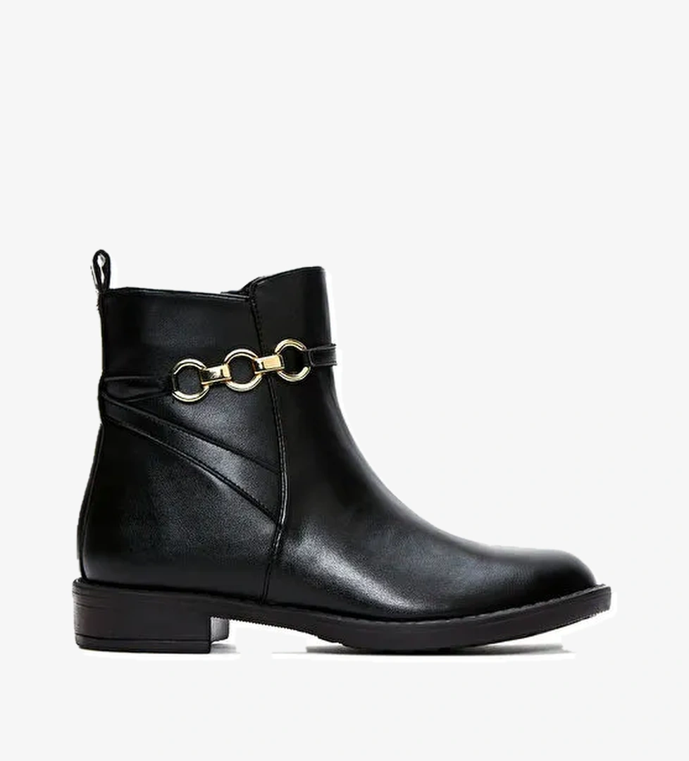 Kadın Siyah Fermuarlı Toka Detaylı Bot 24WFE250518 - Görsel 1