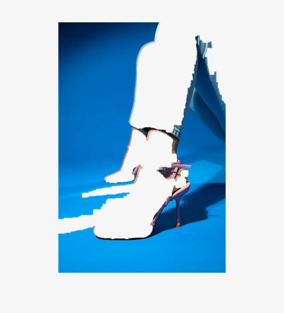 BLUES Pembe Rugan Yuvarlak Burun Bilekten Bağlamalı Kadın Yüksek Topuklu Ayakkabı - Görsel 1