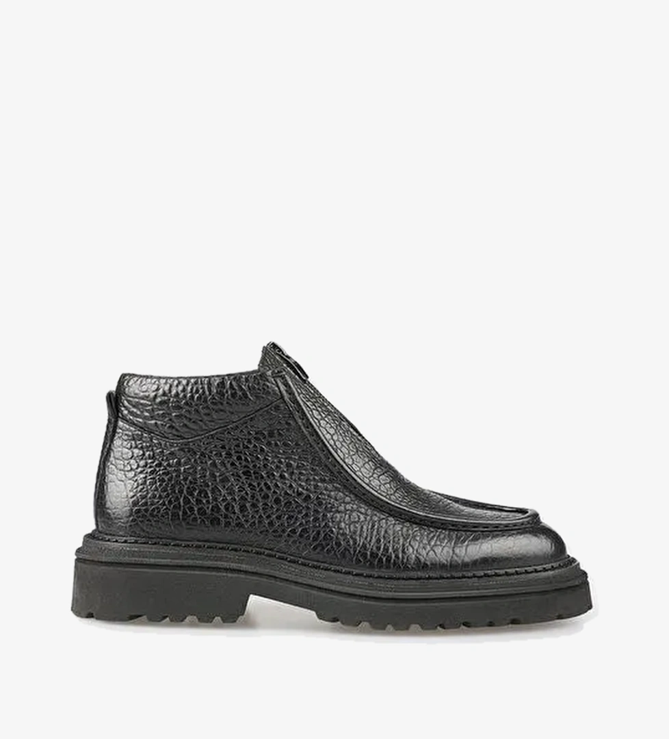 Siyah Deri Erkek Günlük Bot - Görsel 1