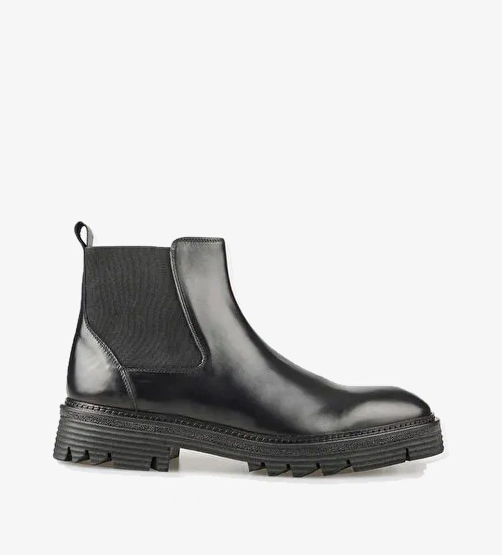 Siyah Deri Erkek Günlük Bot - Görsel 1