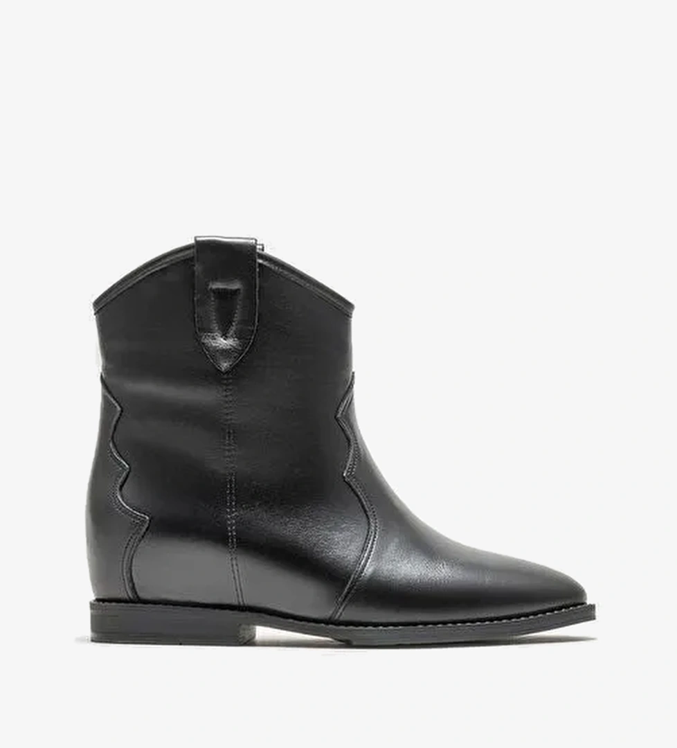 Elle Siyah Kadın Deri Kovboy Çizmesi CARTERIS - Görsel 1
