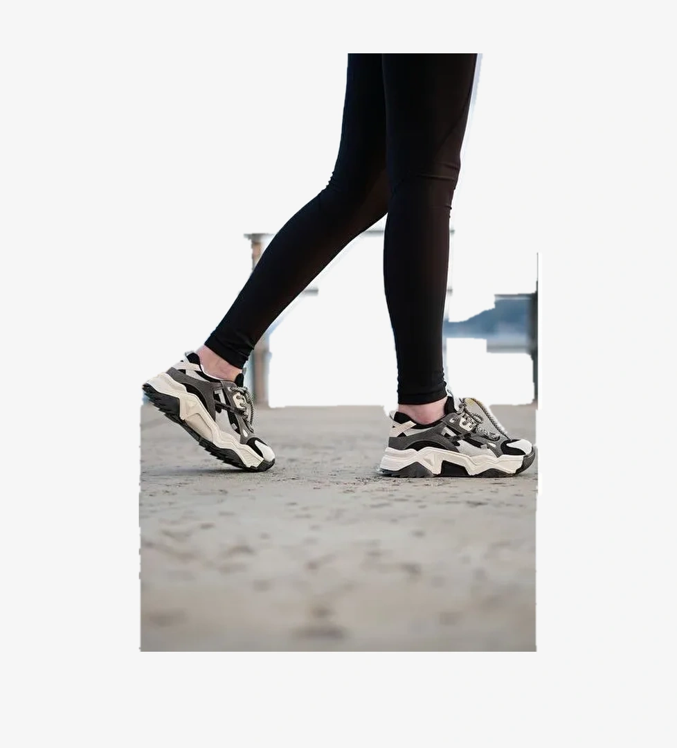 Kadın Yüksek Taban Sneaker Bağcıklı Spor Ayakkabı Edisa Siyah - Görsel 1