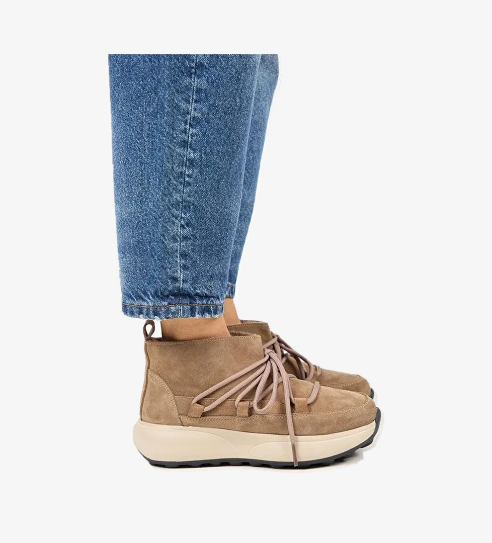 Manijero (Palmira) Kadın Hakiki Deri İçi Kürklü Bağcıklı Mini Vizon Bot - Görsel 1