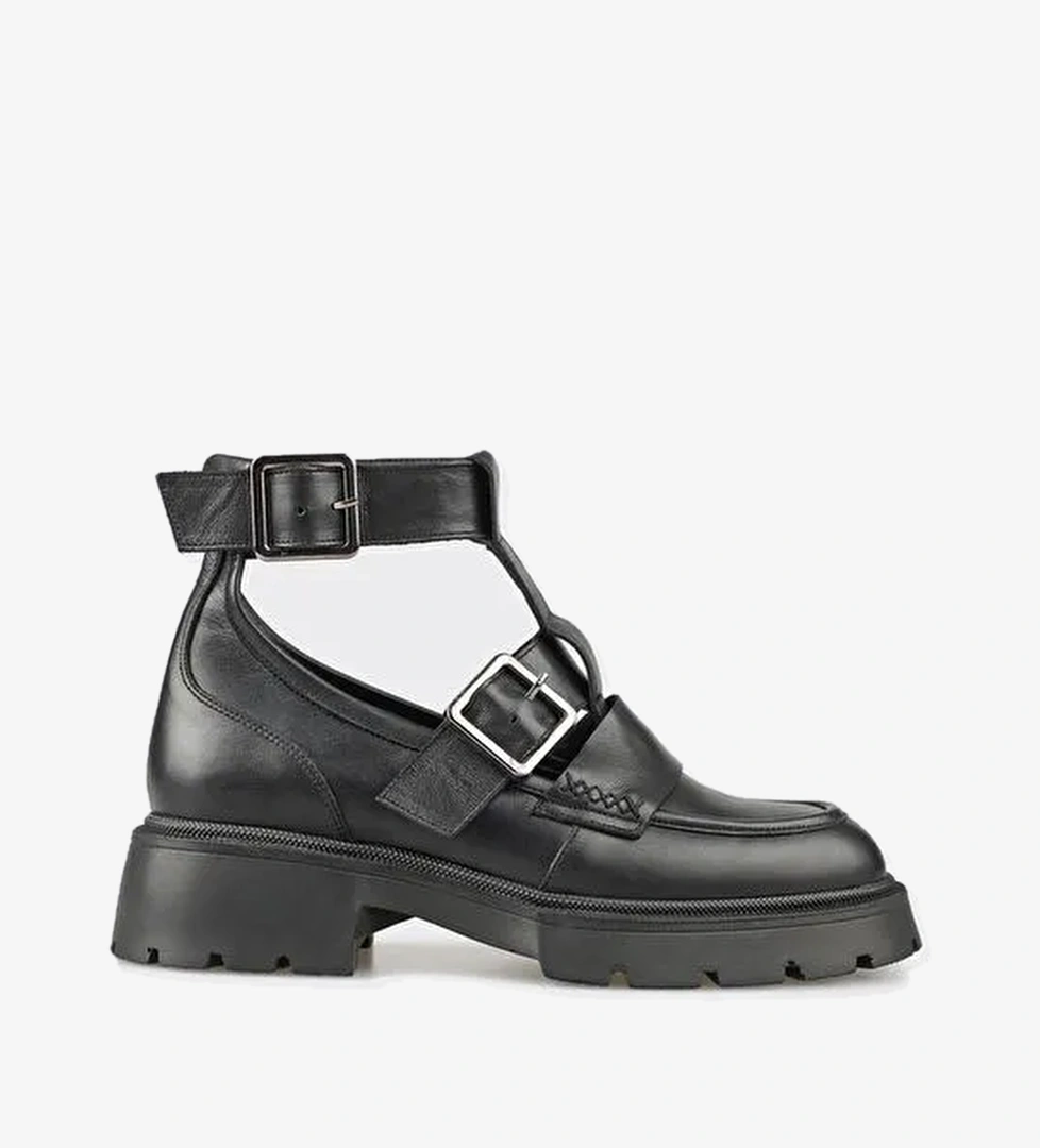 Siyah Deri Kadın Günlük Bot - Görsel 1