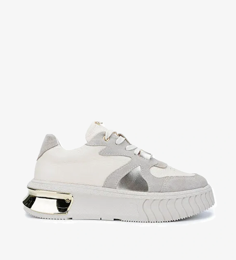 Tamer Tanca Kadın Hakiki Deri Bej Sneakers & Spor Ayakkabı - Görsel 1