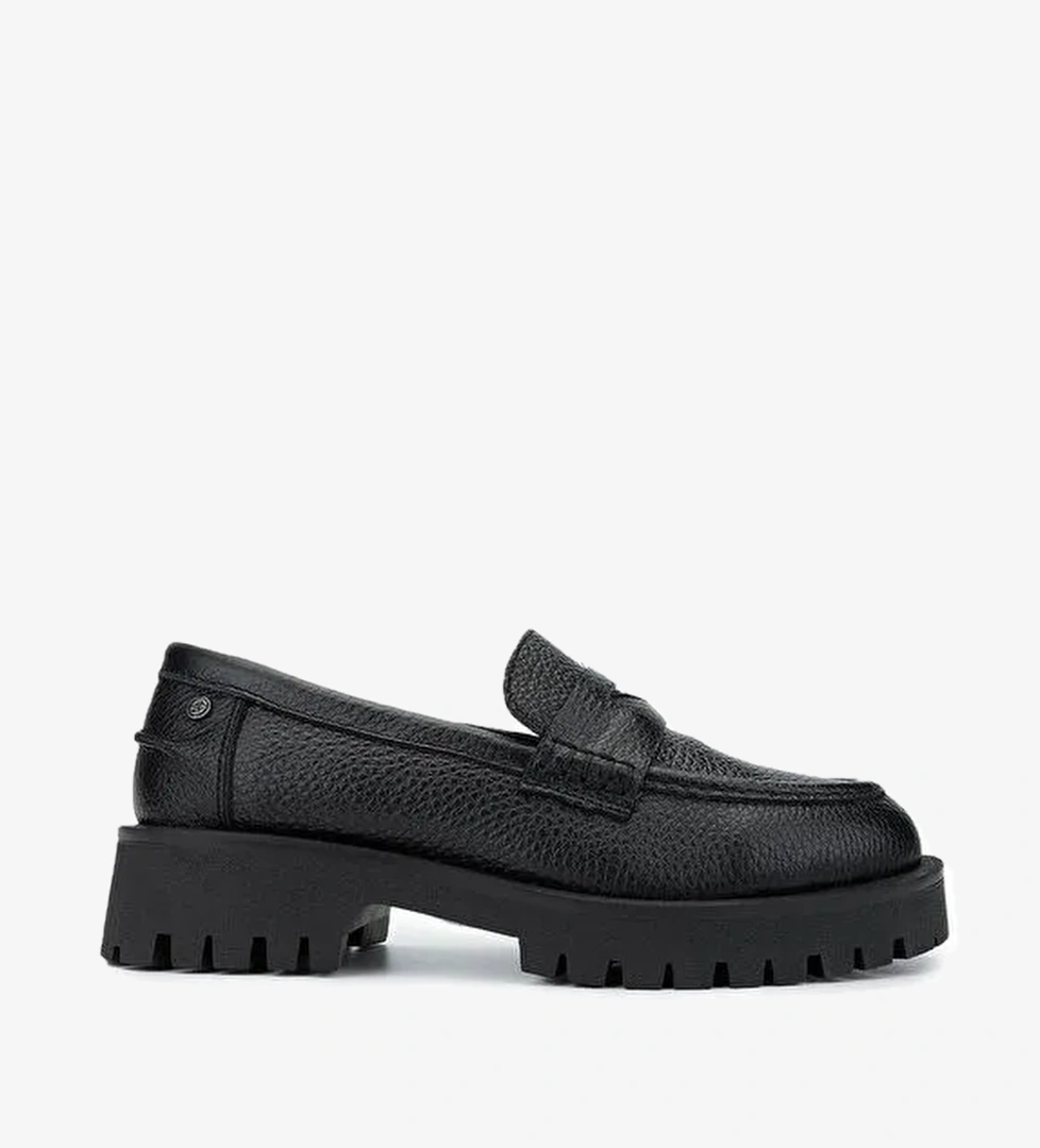 Tamer Tanca Kadın Hakiki Deri Siyah Floter Loafer Ayakkabı - Görsel 1