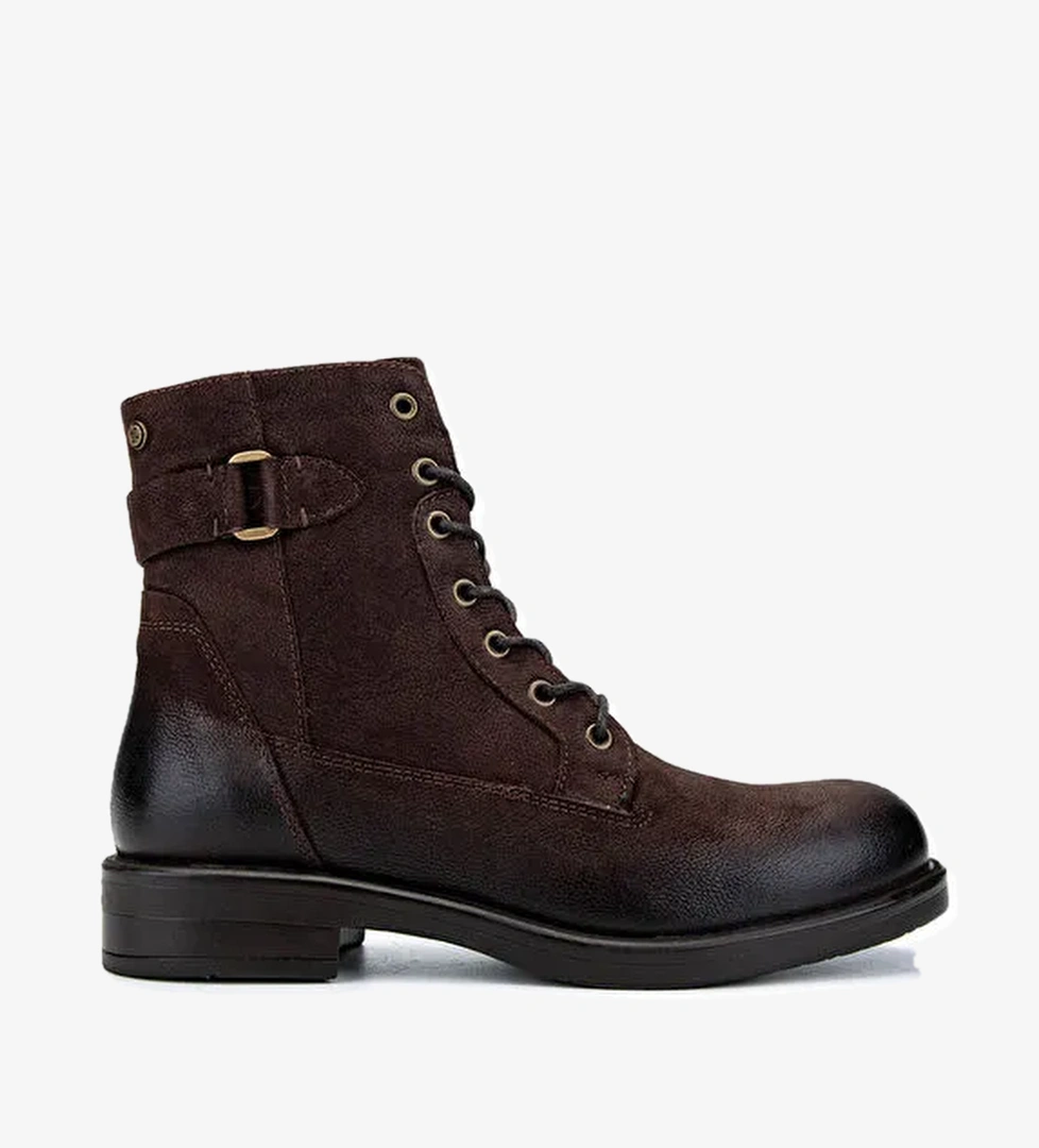 Tamer Tanca Kadın Hakiki Deri Kahverengi Nubuk Casual Bot - Görsel 1