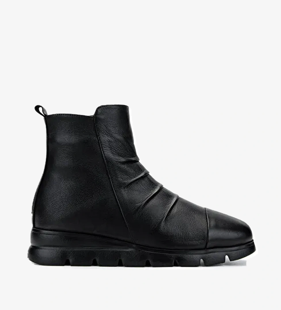 Tamer Tanca Kadın Hakiki Deri Siyah Deri Casual Bot - Görsel 1