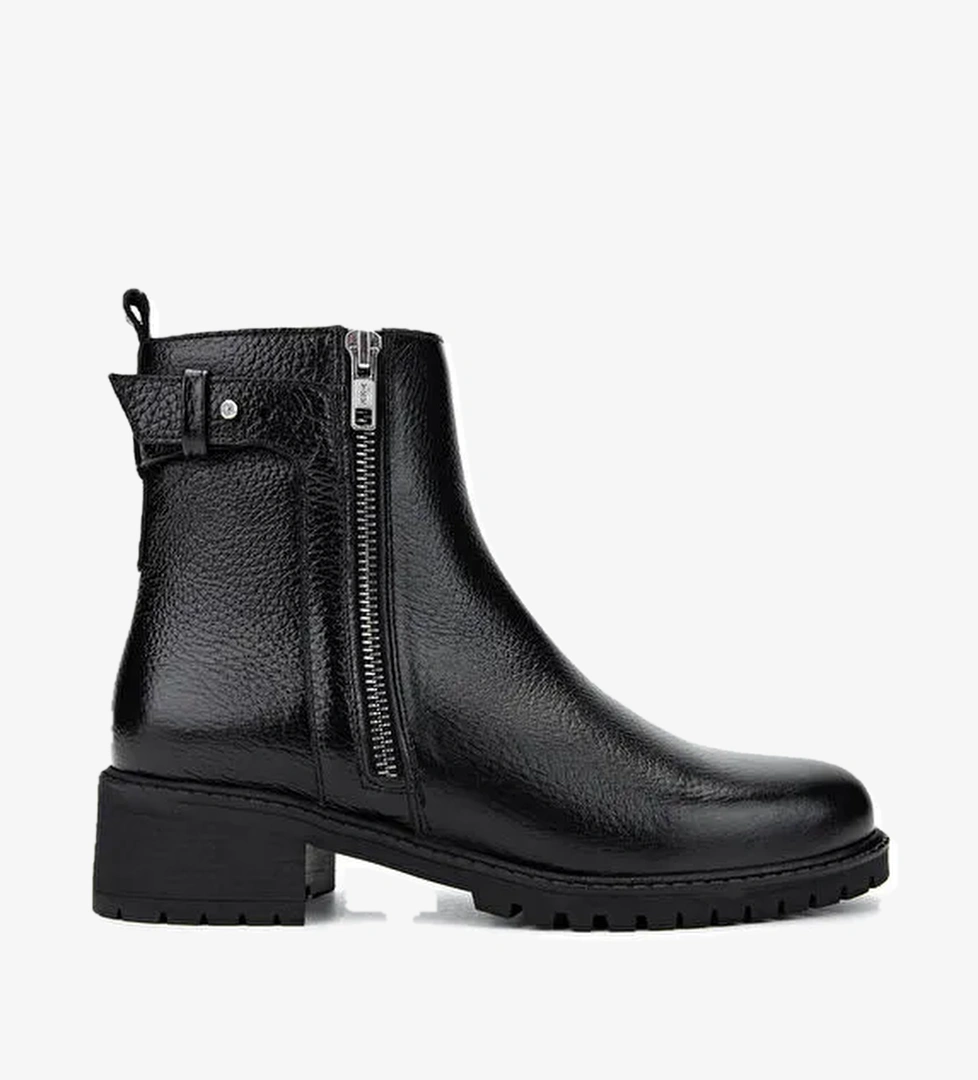 Tamer Tanca Kadın Hakiki Deri Siyah Floter Casual Bot - Görsel 1