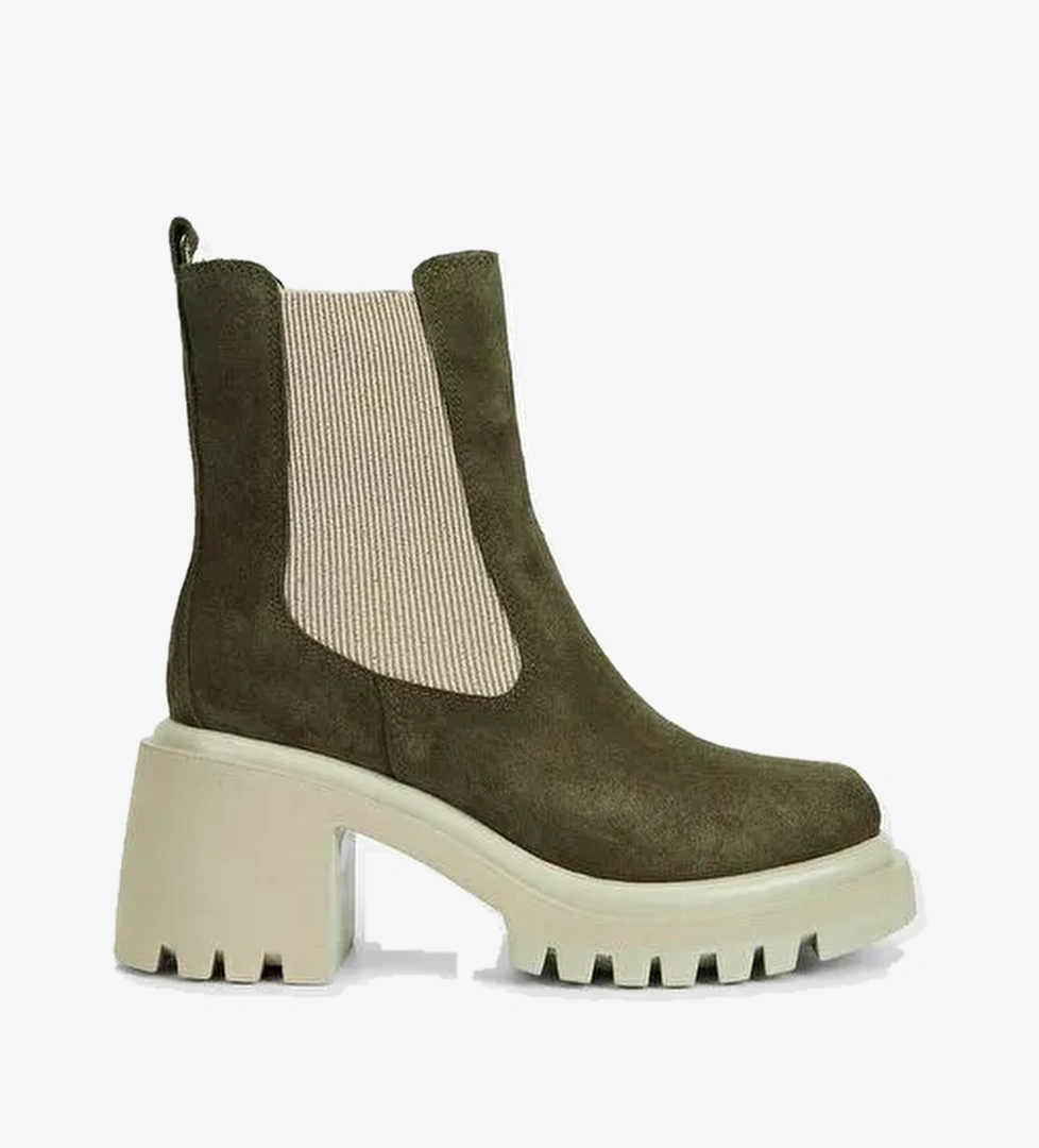 Valmenti Kadın Haki Süet Hakiki Deri Casual Bot - Görsel 1