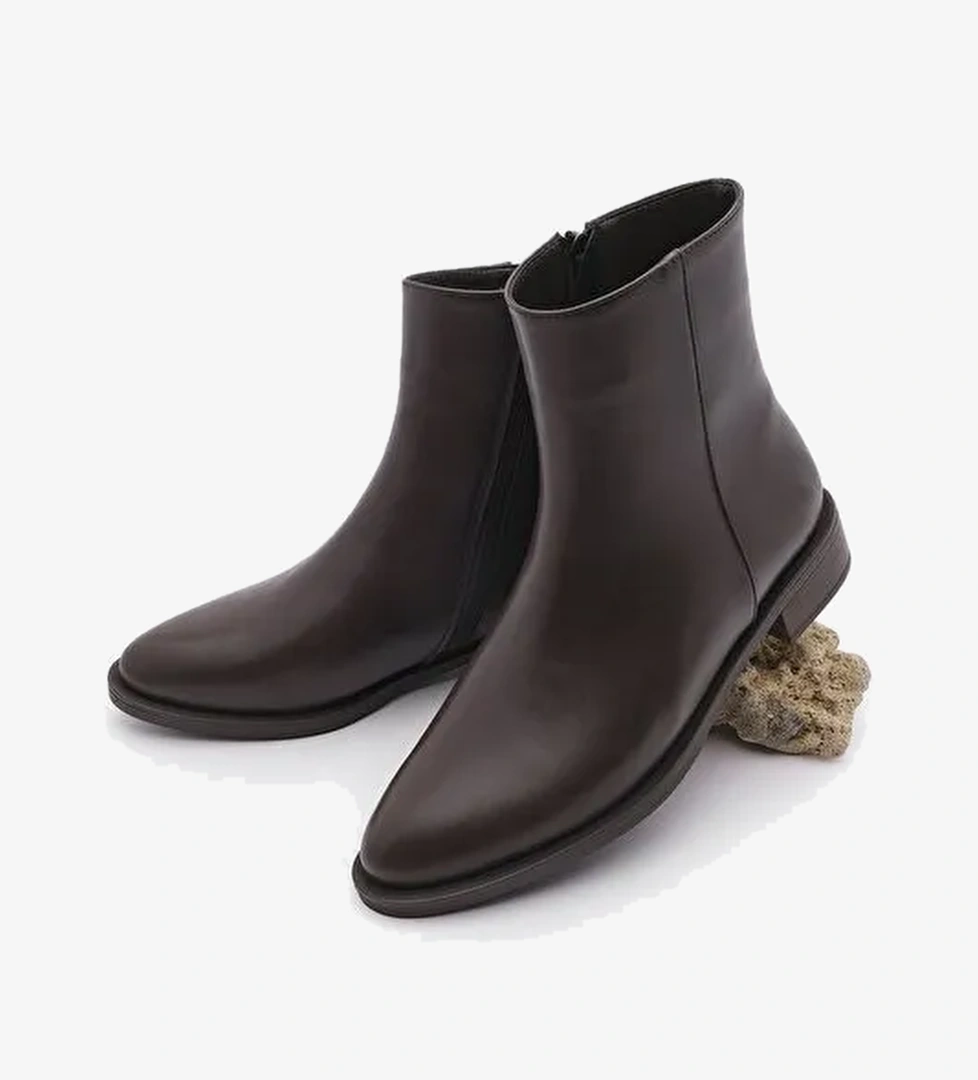 Kadın Fermuarlı Günlük Bot Longa Kahve - Görsel 1