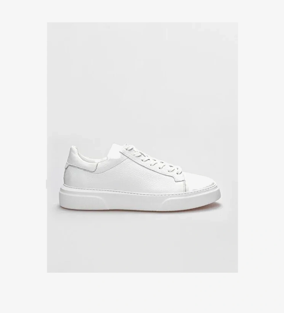 Harrow Hakiki Deri Beyaz Bağcıklı Erkek Spor Ayakkabı - Görsel 1