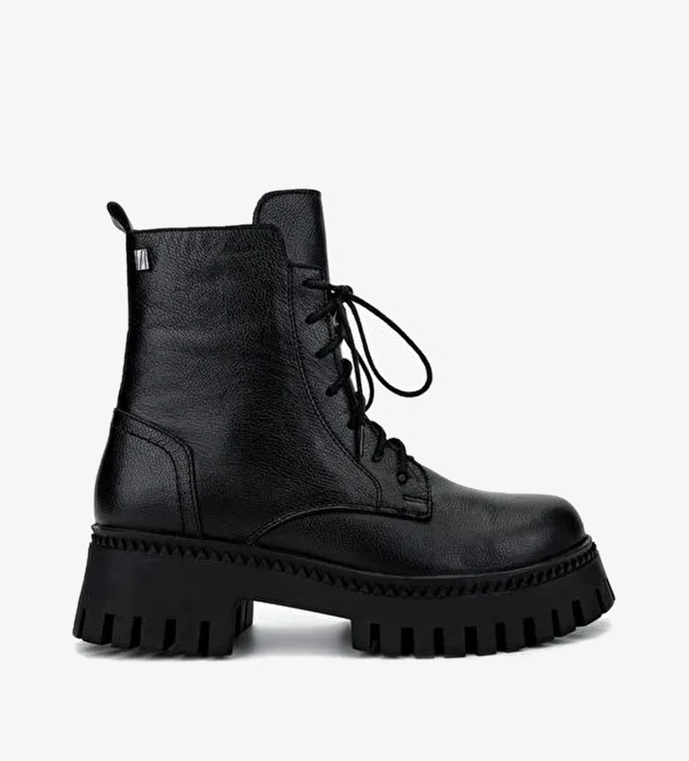 Valmenti Kadın Hakiki Deri Siyah Floter Casual Bot - Görsel 1