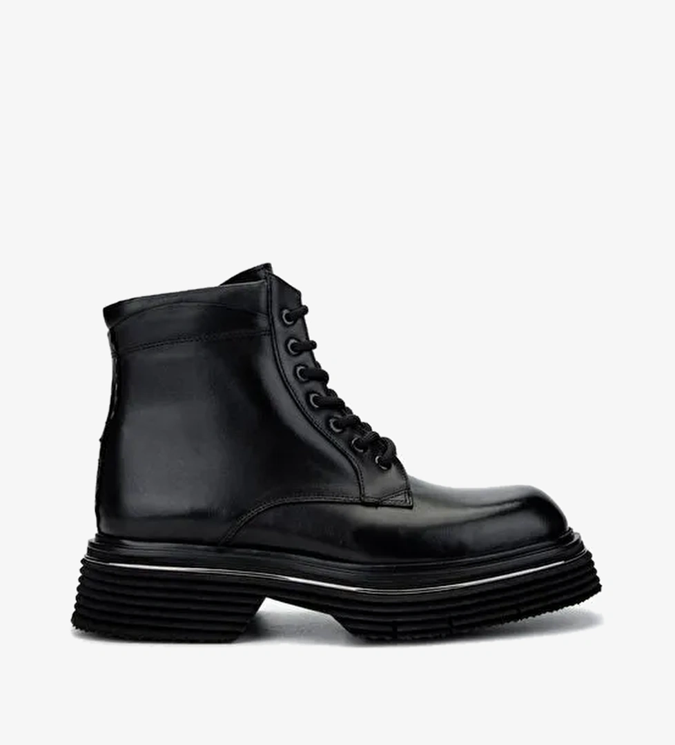 Valmenti Erkek Hakiki Deri Siyah Analin POSTAL Bot - Görsel 1